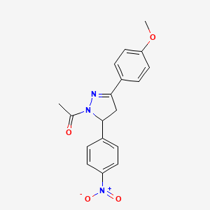 molecular formula C18H17N3O4 B4974373 1-acetyl-3-(4-methoxyphenyl)-5-(4-nitrophenyl)-4,5-dihydro-1H-pyrazole 
