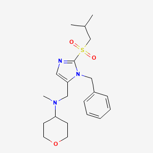 molecular formula C21H31N3O3S B4974397 N-{[1-benzyl-2-(isobutylsulfonyl)-1H-imidazol-5-yl]methyl}-N-methyltetrahydro-2H-pyran-4-amine 