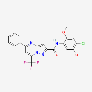 molecular formula C22H16ClF3N4O3 B4974428 N-(4-chloro-2,5-dimethoxyphenyl)-5-phenyl-7-(trifluoromethyl)pyrazolo[1,5-a]pyrimidine-2-carboxamide 