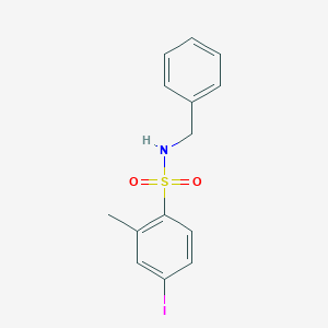 molecular formula C14H14INO2S B497447 N-benzyl-4-iodo-2-methylbenzenesulfonamide CAS No. 433972-51-1