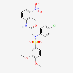 molecular formula C23H22ClN3O7S B4974480 N~2~-(4-chlorophenyl)-N~2~-[(3,4-dimethoxyphenyl)sulfonyl]-N~1~-(2-methyl-3-nitrophenyl)glycinamide 