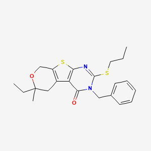 3-benzyl-6-ethyl-6-methyl-2-(propylthio)-3,5,6,8-tetrahydro-4H-pyrano[4',3':4,5]thieno[2,3-d]pyrimidin-4-one