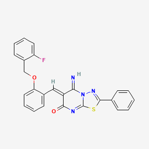 molecular formula C25H17FN4O2S B4974532 6-{2-[(2-fluorobenzyl)oxy]benzylidene}-5-imino-2-phenyl-5,6-dihydro-7H-[1,3,4]thiadiazolo[3,2-a]pyrimidin-7-one 