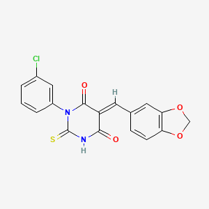 molecular formula C18H11ClN2O4S B4974555 5-(1,3-benzodioxol-5-ylmethylene)-1-(3-chlorophenyl)-2-thioxodihydro-4,6(1H,5H)-pyrimidinedione 
