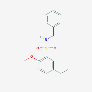 molecular formula C18H23NO3S B497456 N-benzyl-5-isopropyl-2-methoxy-4-methylbenzenesulfonamide CAS No. 428487-26-7