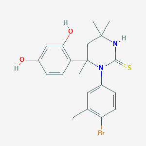 1-(4-bromo-3-methylphenyl)-6-(2,4-dihydroxyphenyl)-4,4,6-trimethyltetrahydro-2(1H)-pyrimidinethione
