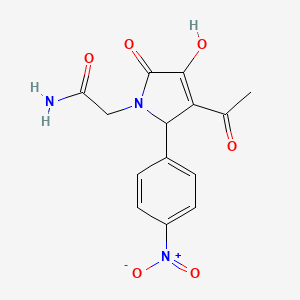molecular formula C14H13N3O6 B4974598 2-[3-acetyl-4-hydroxy-2-(4-nitrophenyl)-5-oxo-2,5-dihydro-1H-pyrrol-1-yl]acetamide 