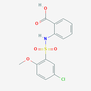 molecular formula C14H12ClNO5S B497464 2-{[(5-Chloro-2-methoxyphenyl)sulfonyl]amino}benzoic acid CAS No. 496015-37-3