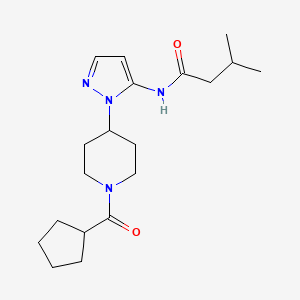 molecular formula C19H30N4O2 B4974656 N-{1-[1-(cyclopentylcarbonyl)-4-piperidinyl]-1H-pyrazol-5-yl}-3-methylbutanamide 