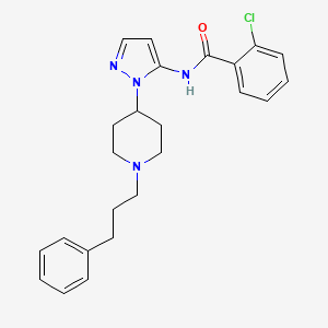 molecular formula C24H27ClN4O B4974677 2-chloro-N-{1-[1-(3-phenylpropyl)-4-piperidinyl]-1H-pyrazol-5-yl}benzamide 