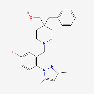 {4-benzyl-1-[2-(3,5-dimethyl-1H-pyrazol-1-yl)-5-fluorobenzyl]-4-piperidinyl}methanol