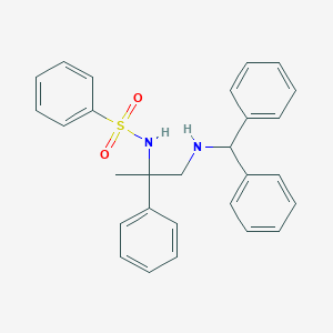 molecular formula C28H28N2O2S B4974715 N-{2-[(diphenylmethyl)amino]-1-methyl-1-phenylethyl}benzenesulfonamide 