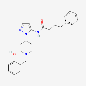 molecular formula C25H30N4O2 B4974731 N-{1-[1-(2-hydroxybenzyl)-4-piperidinyl]-1H-pyrazol-5-yl}-4-phenylbutanamide 