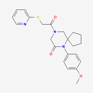 molecular formula C22H25N3O3S B4974745 6-(4-methoxyphenyl)-9-[(2-pyridinylthio)acetyl]-6,9-diazaspiro[4.5]decan-7-one 