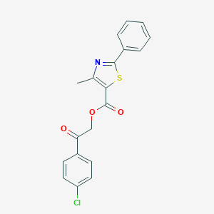 molecular formula C19H14ClNO3S B497478 2-(4-Chlorophenyl)-2-oxoethyl 4-methyl-2-phenyl-1,3-thiazole-5-carboxylate CAS No. 886141-07-7