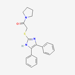 molecular formula C21H21N3OS B4974817 2-{[2-oxo-2-(1-pyrrolidinyl)ethyl]thio}-4,5-diphenyl-1H-imidazole 