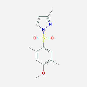 molecular formula C13H16N2O3S B497485 1-(4-Methoxy-2,5-dimethyl-benzenesulfonyl)-3-methyl-1H-pyrazole CAS No. 907985-82-4