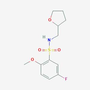 molecular formula C12H16FNO4S B497489 5-Fluoro-2-methoxy-N-(tetrahydro-furan-2-ylmethyl)-benzenesulfonamide CAS No. 799258-93-8