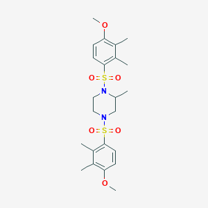 molecular formula C23H32N2O6S2 B497491 1,4-Bis[(4-methoxy-2,3-dimethylphenyl)sulfonyl]-2-methylpiperazine CAS No. 700852-08-0