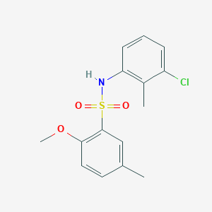molecular formula C15H16ClNO3S B497493 N-(3-chloro-2-methylphenyl)-2-methoxy-5-methylbenzenesulfonamide CAS No. 695174-45-9