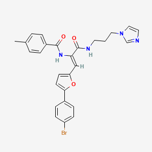 molecular formula C27H25BrN4O3 B4974973 N-[2-[5-(4-bromophenyl)-2-furyl]-1-({[3-(1H-imidazol-1-yl)propyl]amino}carbonyl)vinyl]-4-methylbenzamide 