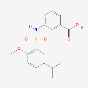 molecular formula C17H19NO5S B497498 3-({[2-Methoxy-5-(methylethyl)phenyl]sulfonyl}amino)benzoic acid CAS No. 701929-80-8