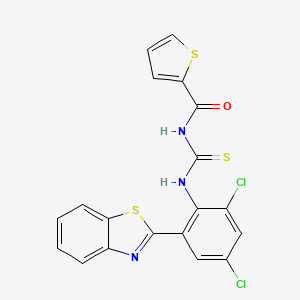 molecular formula C19H11Cl2N3OS3 B4974991 N-({[2-(1,3-benzothiazol-2-yl)-4,6-dichlorophenyl]amino}carbonothioyl)-2-thiophenecarboxamide 