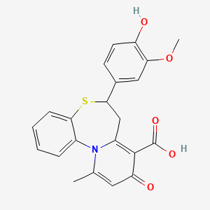 molecular formula C22H19NO5S B4975003 6-(4-hydroxy-3-methoxyphenyl)-11-methyl-9-oxo-7,9-dihydro-6H-pyrido[2,1-d][1,5]benzothiazepine-8-carboxylic acid 