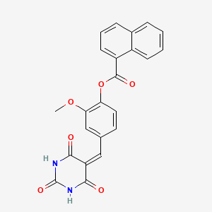 molecular formula C23H16N2O6 B4975017 2-methoxy-4-[(2,4,6-trioxotetrahydro-5(2H)-pyrimidinylidene)methyl]phenyl 1-naphthoate 