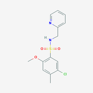 molecular formula C14H15ClN2O3S B497504 5-Chloro-2-methoxy-4-methyl-N-pyridin-2-ylmethyl-benzenesulfonamide CAS No. 701952-61-6