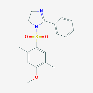 molecular formula C18H20N2O3S B497505 1-[(4-methoxy-2,5-dimethylphenyl)sulfonyl]-2-phenyl-4,5-dihydro-1H-imidazole CAS No. 708242-57-3