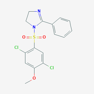 molecular formula C16H14Cl2N2O3S B497506 1-(2,5-Dichloro-4-methoxyphenyl)sulfonyl-2-phenyl-4,5-dihydroimidazole CAS No. 701944-49-2