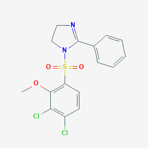 molecular formula C16H14Cl2N2O3S B497508 1-((3,4-dichloro-2-methoxyphenyl)sulfonyl)-2-phenyl-4,5-dihydro-1H-imidazole CAS No. 893668-19-4