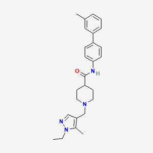 molecular formula C26H32N4O B4975096 1-[(1-ethyl-5-methyl-1H-pyrazol-4-yl)methyl]-N-(3'-methyl-4-biphenylyl)-4-piperidinecarboxamide 