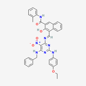 molecular formula C38H33N7O5 B4975124 4-[({6-(benzylamino)-2-[(4-ethoxyphenyl)amino]-5-nitro-4-pyrimidinyl}imino)methyl]-3-hydroxy-N-(2-methylphenyl)-2-naphthamide 