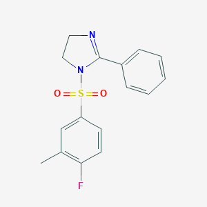molecular formula C16H15FN2O2S B497513 1-[(4-fluoro-3-methylphenyl)sulfonyl]-2-phenyl-4,5-dihydro-1H-imidazole CAS No. 708235-58-9