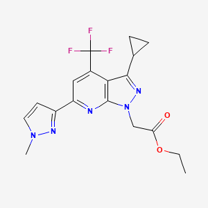 ethyl [3-cyclopropyl-6-(1-methyl-1H-pyrazol-3-yl)-4-(trifluoromethyl)-1H-pyrazolo[3,4-b]pyridin-1-yl]acetate