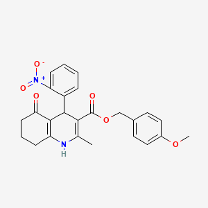 molecular formula C25H24N2O6 B4975177 4-methoxybenzyl 2-methyl-4-(2-nitrophenyl)-5-oxo-1,4,5,6,7,8-hexahydro-3-quinolinecarboxylate 