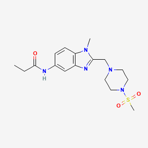 molecular formula C17H25N5O3S B4975199 N-(1-methyl-2-{[4-(methylsulfonyl)-1-piperazinyl]methyl}-1H-benzimidazol-5-yl)propanamide 