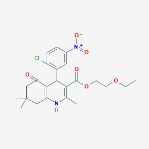 molecular formula C23H27ClN2O6 B4975206 2-ethoxyethyl 4-(2-chloro-5-nitrophenyl)-2,7,7-trimethyl-5-oxo-1,4,5,6,7,8-hexahydro-3-quinolinecarboxylate 