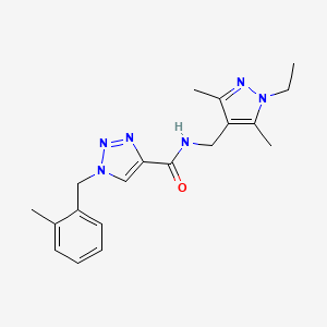 molecular formula C19H24N6O B4975220 N-[(1-ethyl-3,5-dimethyl-1H-pyrazol-4-yl)methyl]-1-(2-methylbenzyl)-1H-1,2,3-triazole-4-carboxamide 