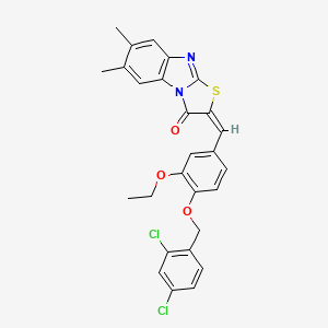molecular formula C27H22Cl2N2O3S B4975267 2-{4-[(2,4-dichlorobenzyl)oxy]-3-ethoxybenzylidene}-6,7-dimethyl[1,3]thiazolo[3,2-a]benzimidazol-3(2H)-one 