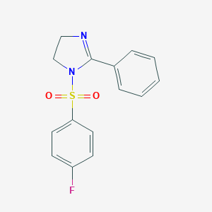 molecular formula C15H13FN2O2S B497527 1-[(4-fluorophenyl)sulfonyl]-2-phenyl-4,5-dihydro-1H-imidazole 