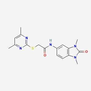 molecular formula C17H19N5O2S B4975272 N-(1,3-dimethyl-2-oxo-2,3-dihydro-1H-benzimidazol-5-yl)-2-[(4,6-dimethyl-2-pyrimidinyl)thio]acetamide 