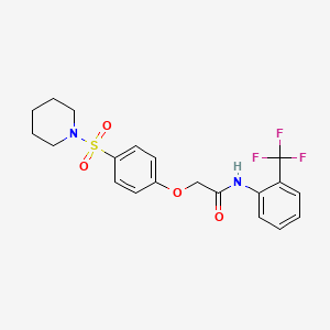 molecular formula C20H21F3N2O4S B4975295 2-[4-(1-piperidinylsulfonyl)phenoxy]-N-[2-(trifluoromethyl)phenyl]acetamide 