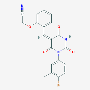 molecular formula C20H14BrN3O4 B4975312 (2-{[1-(4-bromo-3-methylphenyl)-2,4,6-trioxotetrahydro-5(2H)-pyrimidinylidene]methyl}phenoxy)acetonitrile 
