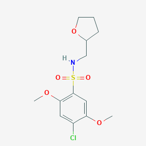 molecular formula C13H18ClNO5S B497532 4-chloro-2,5-dimethoxy-N-(tetrahydro-2-furanylmethyl)benzenesulfonamide CAS No. 714210-28-3