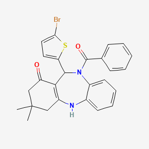 molecular formula C26H23BrN2O2S B4975355 10-benzoyl-11-(5-bromo-2-thienyl)-3,3-dimethyl-2,3,4,5,10,11-hexahydro-1H-dibenzo[b,e][1,4]diazepin-1-one 