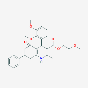 molecular formula C28H31NO6 B4975358 2-methoxyethyl 4-(2,3-dimethoxyphenyl)-2-methyl-5-oxo-7-phenyl-1,4,5,6,7,8-hexahydro-3-quinolinecarboxylate 