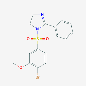 molecular formula C16H15BrN2O3S B497536 1-((4-溴-3-甲氧基苯基)磺酰基)-2-苯基-4,5-二氢-1H-咪唑 CAS No. 902116-65-8